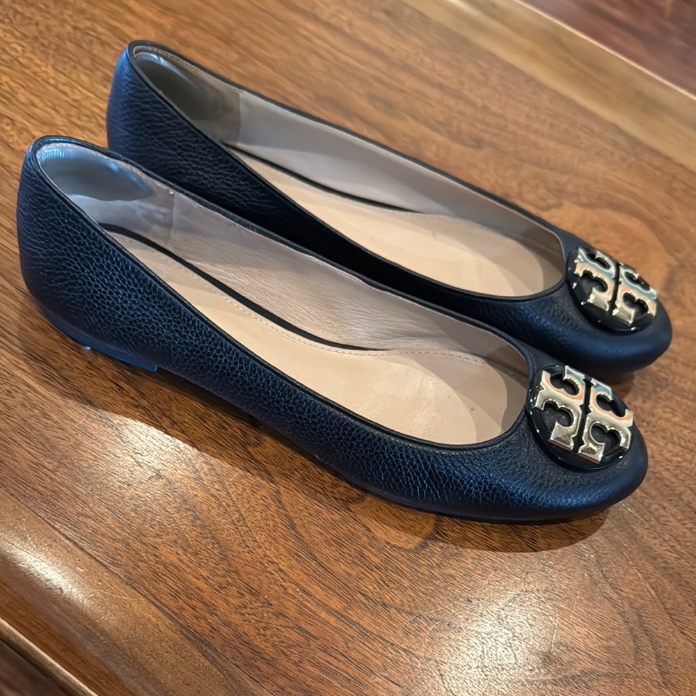 Tory Burch Black Leather Ballet Flats